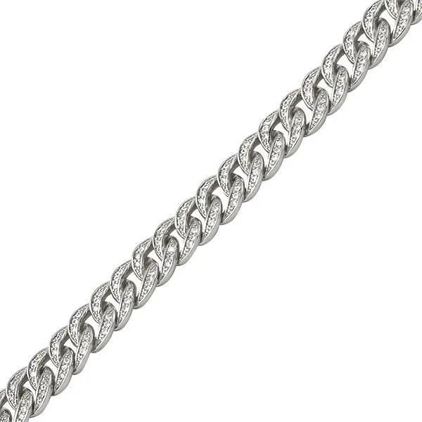 Miami Cuban CZ 8MM Rhodium Iced Out Chain