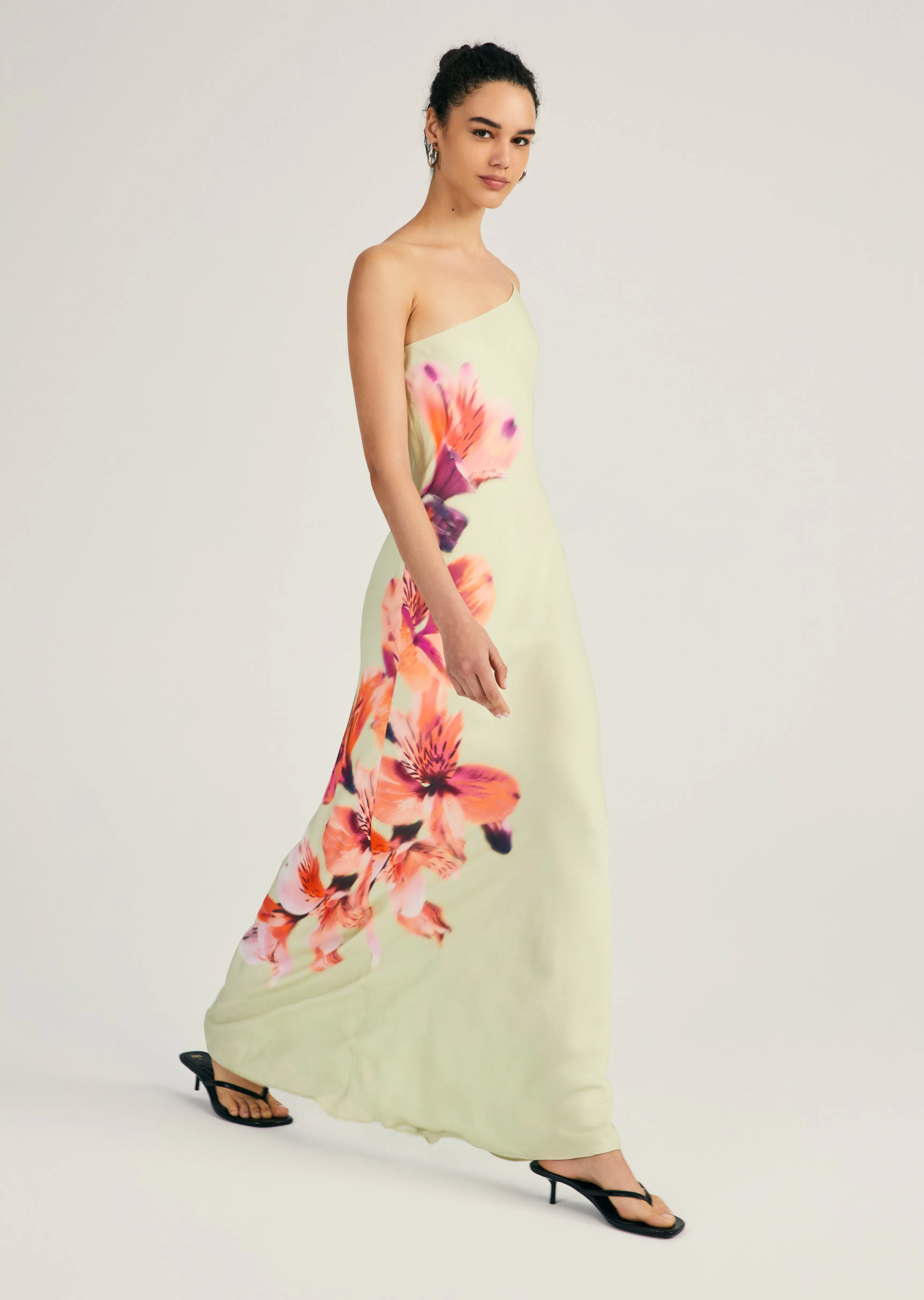 Milou One Shoulder Gown - Jadeite Multi