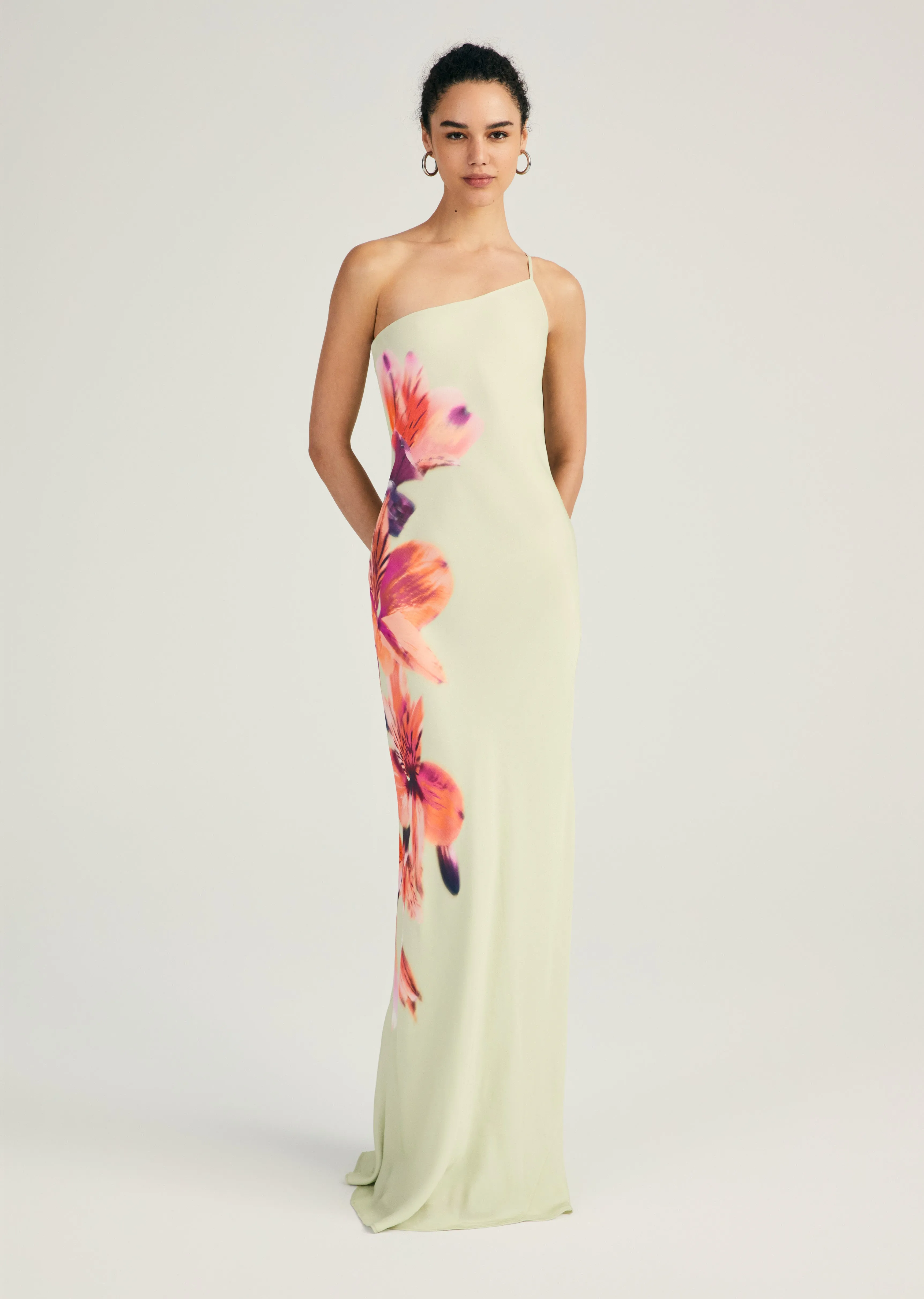 Milou One Shoulder Gown - Jadeite Multi