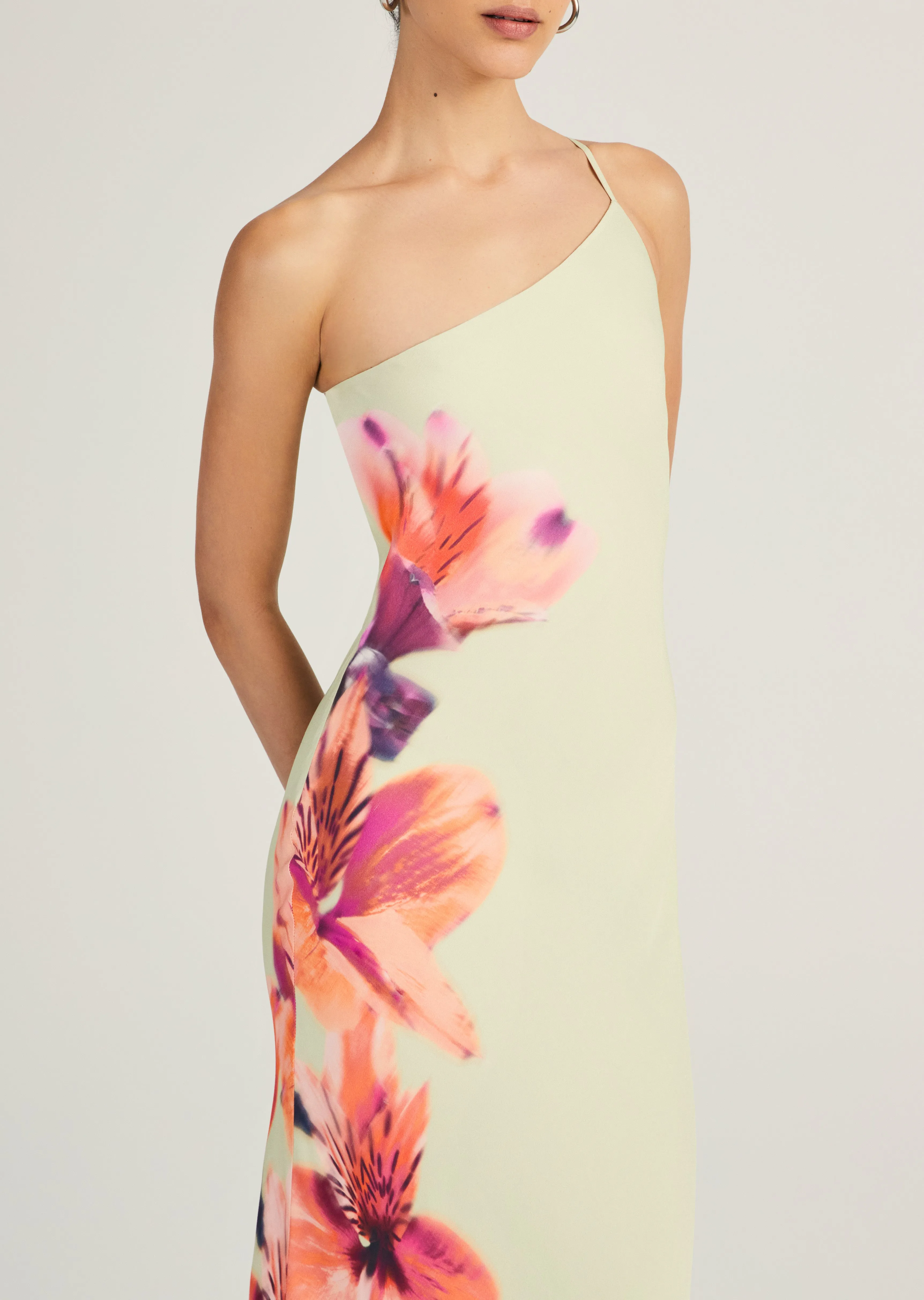 Milou One Shoulder Gown - Jadeite Multi