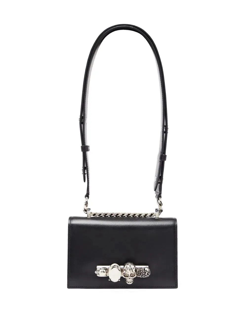 Mini Jewelled Leather Strap, Black