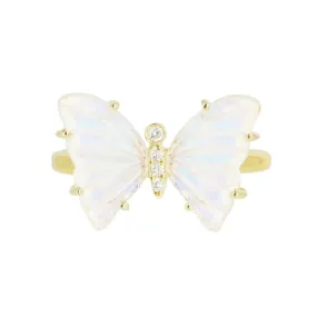 Moonstone Butterfly Ring With Diamonds