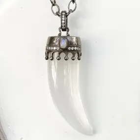 MOONSTONE HORN PENDANT WITH DIAMONDS