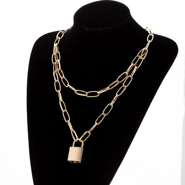 Multilayers Punk Chains Cross Necklace