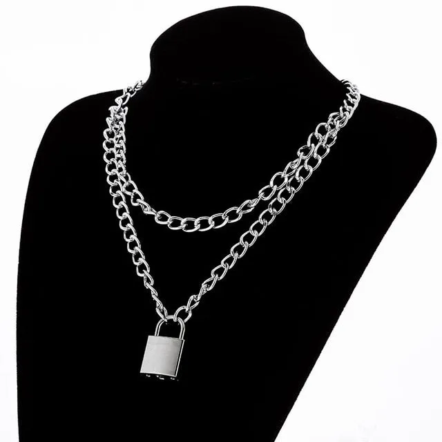 Multilayers Punk Chains Cross Necklace