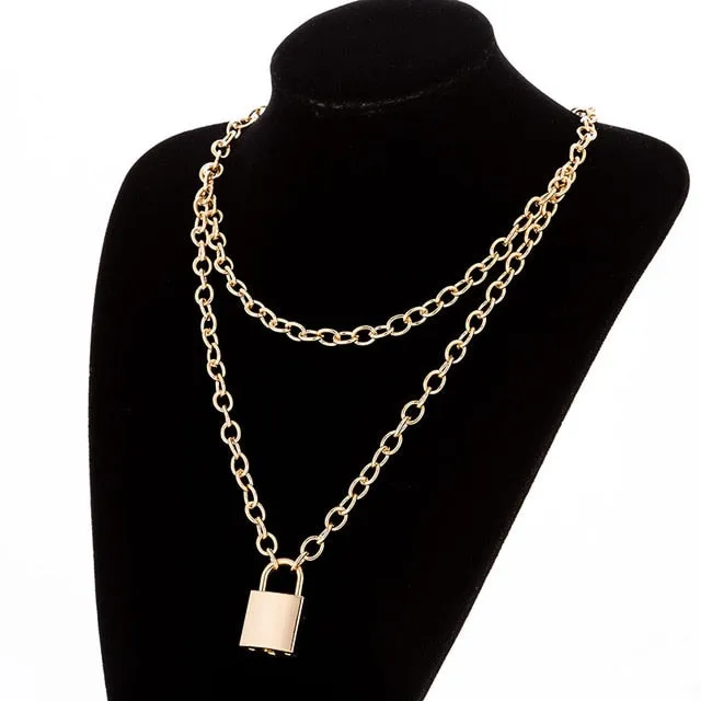 Multilayers Punk Chains Cross Necklace