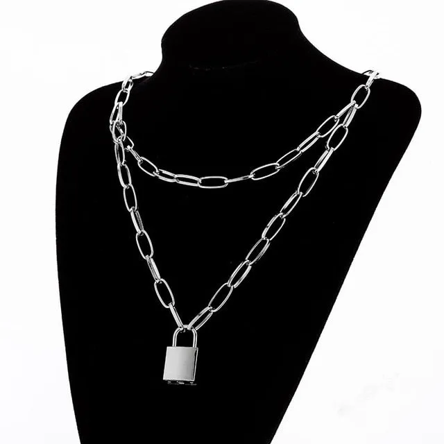 Multilayers Punk Chains Cross Necklace