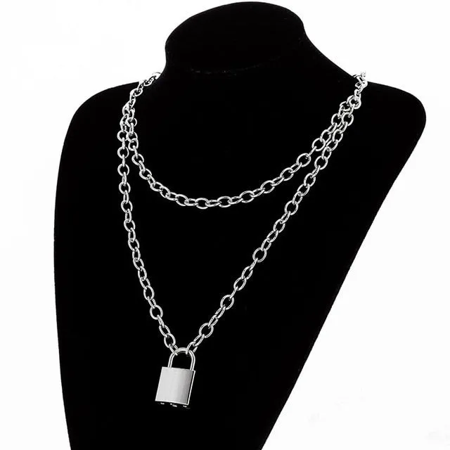 Multilayers Punk Chains Cross Necklace