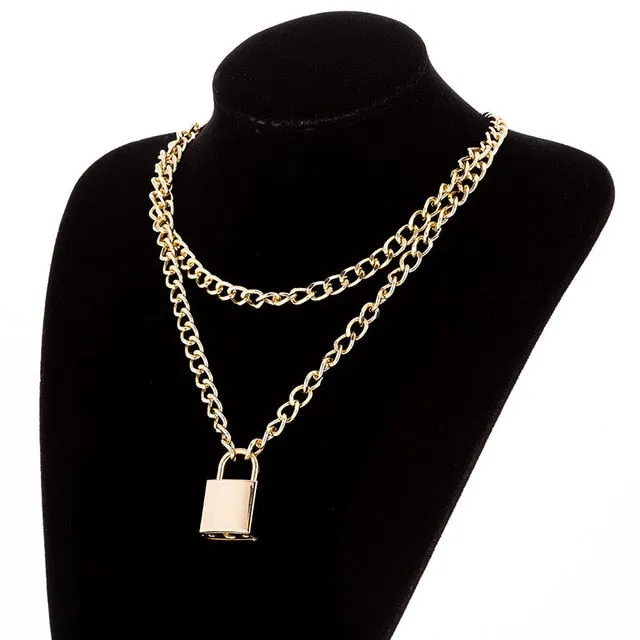 Multilayers Punk Chains Cross Necklace