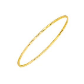 New Yellow Gold Textured Stackable Bangle