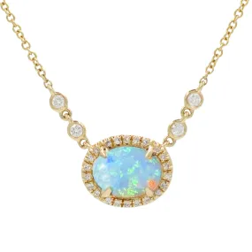 Oval Opal and Diamonds Necklace