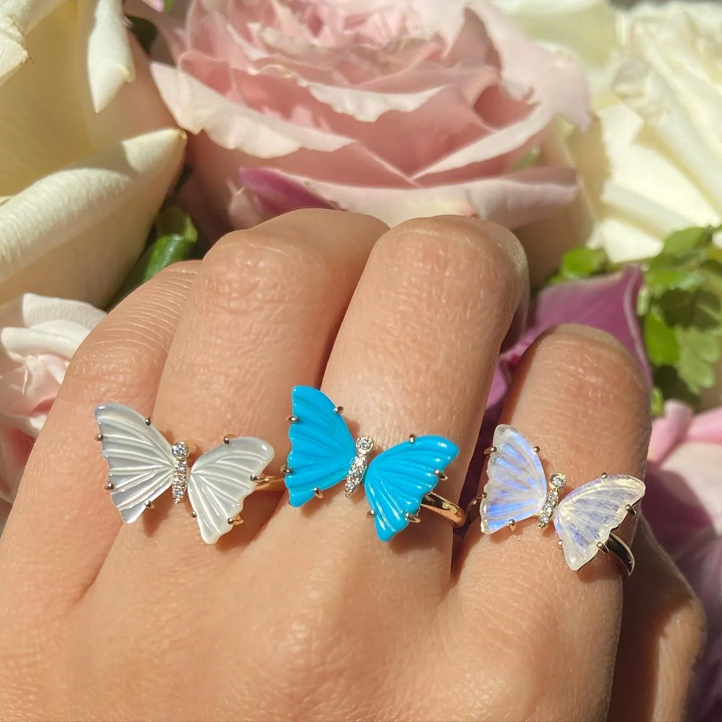 Pearl Butterfly Ring With Diamonds