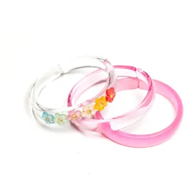 Pearl Colors Flowers Bangle Set of 3