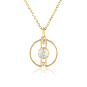 Petite Moonstone Pendant with  Diamonds