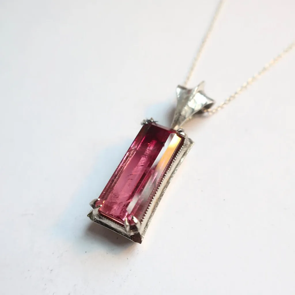 Pink Tourmaline White Gold Pendant