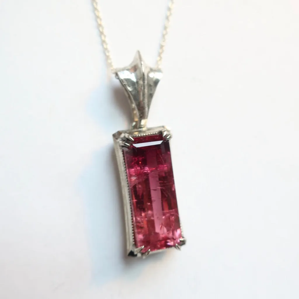 Pink Tourmaline White Gold Pendant