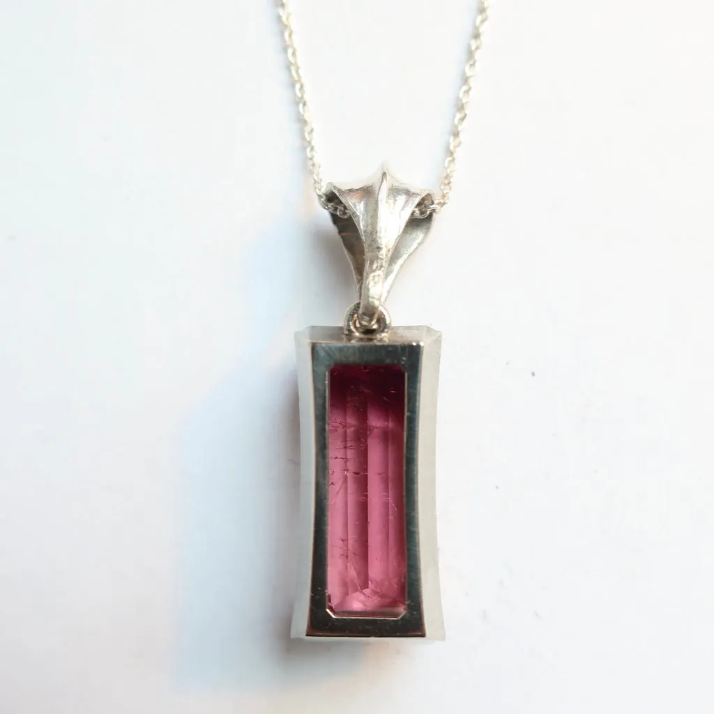 Pink Tourmaline White Gold Pendant