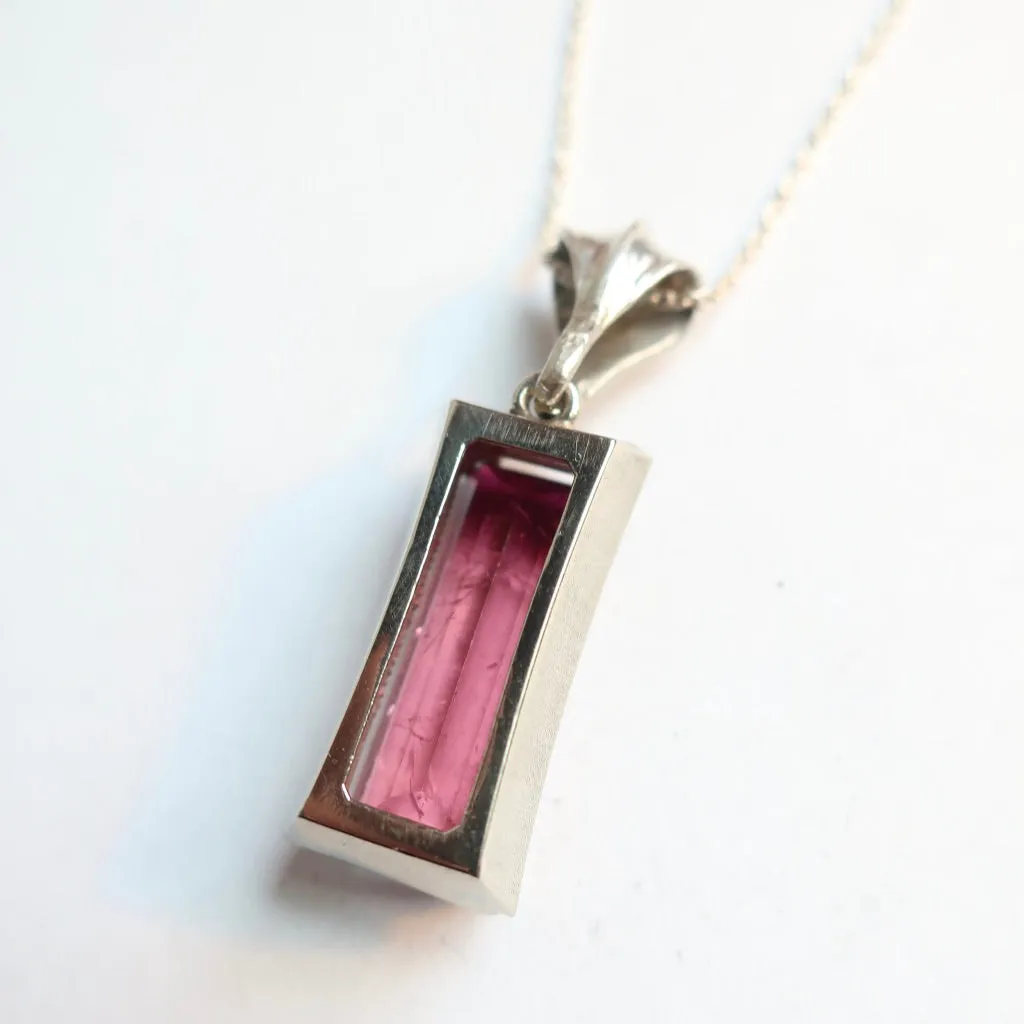 Pink Tourmaline White Gold Pendant