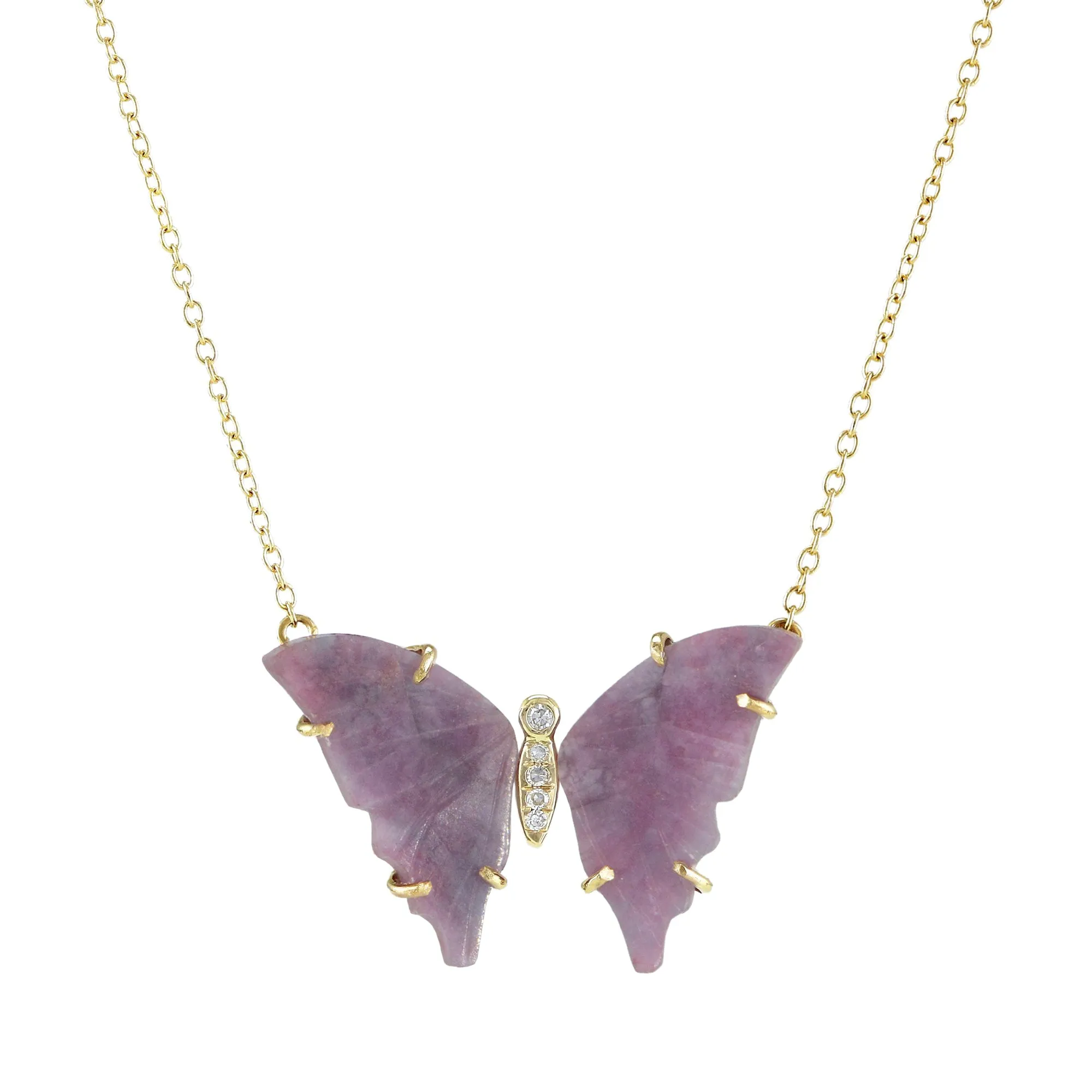 Purple Paraiba Tourmaline Butterfly Necklace With Diamonds