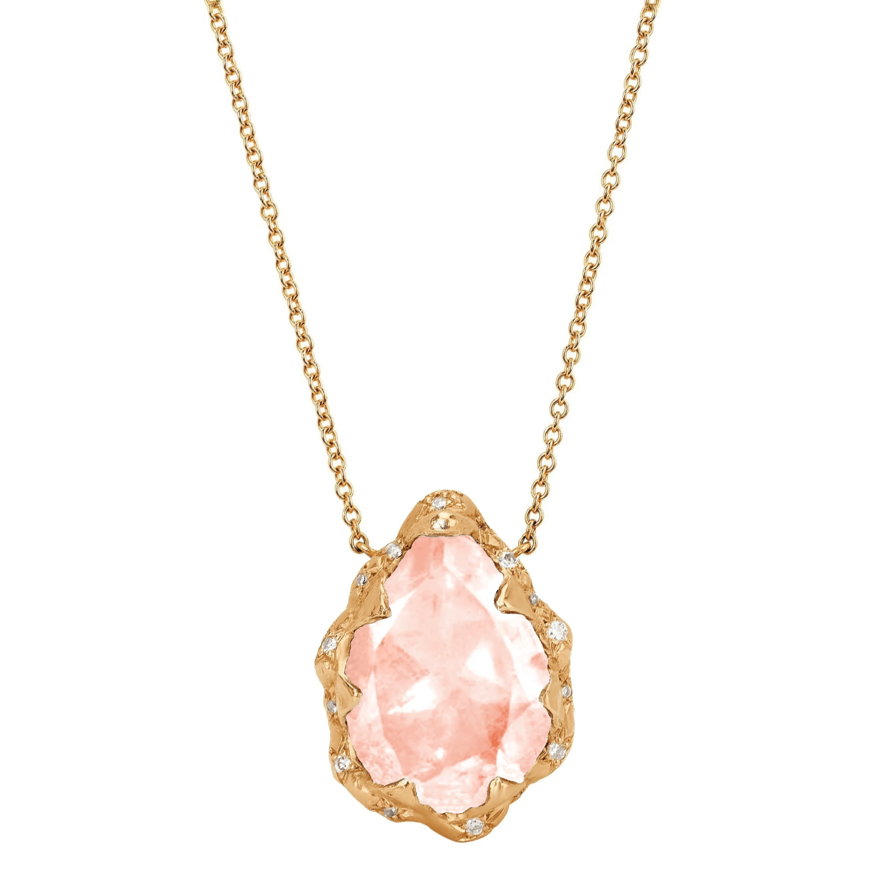 Queen Water Drop Morganite Necklace with Sprinkled Diamonds