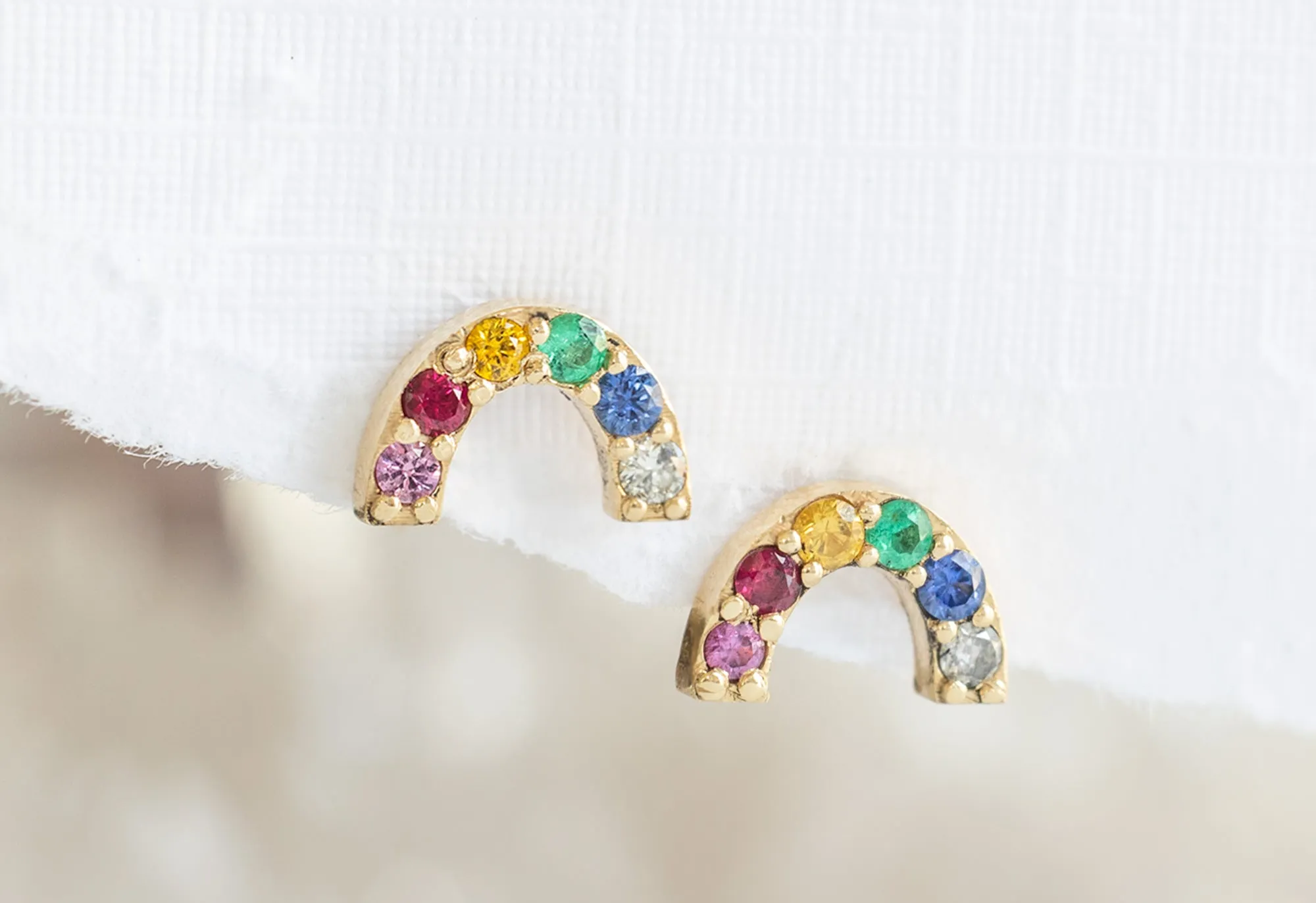 Rainbow Sapphire Stud Earrings