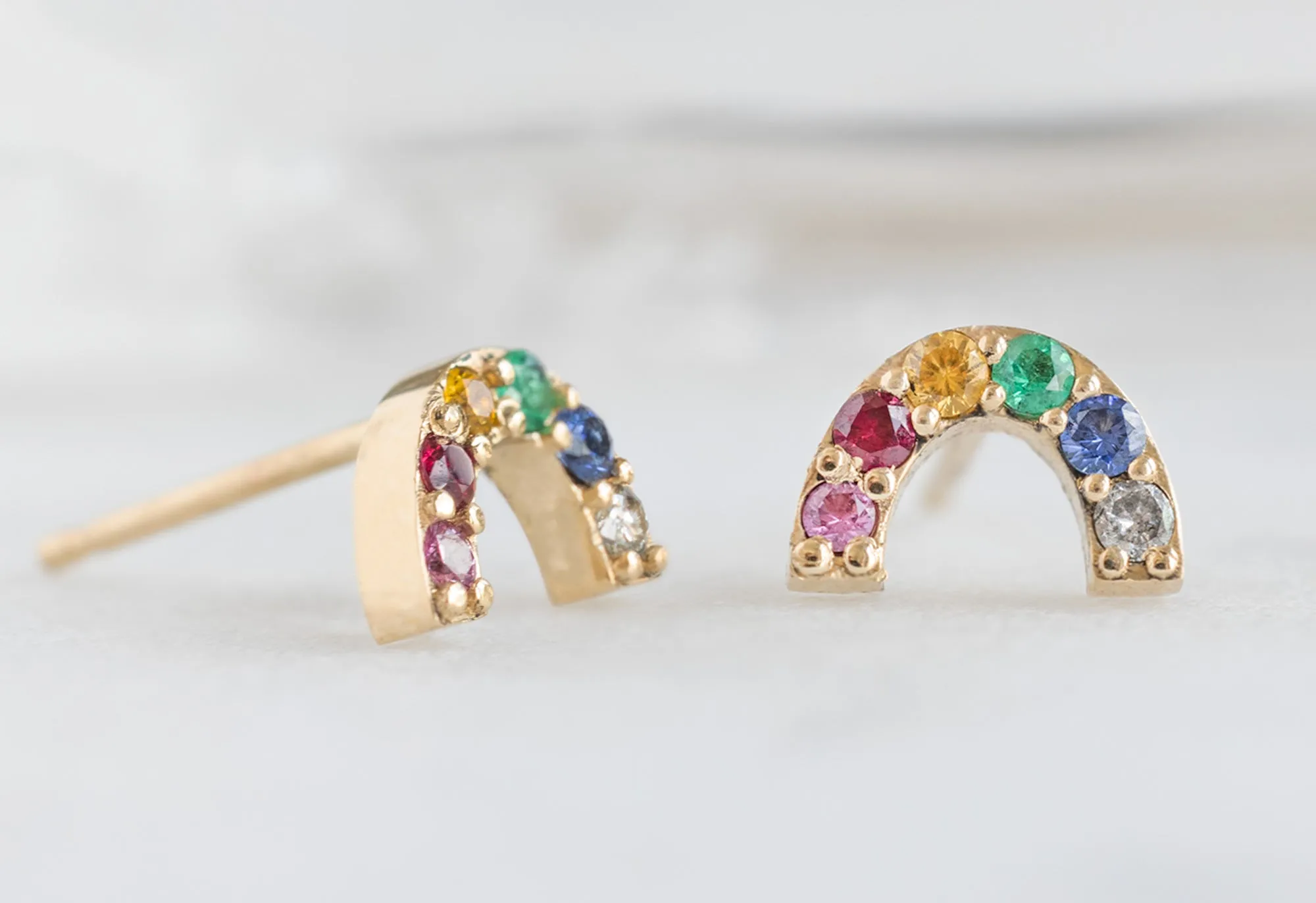 Rainbow Sapphire Stud Earrings