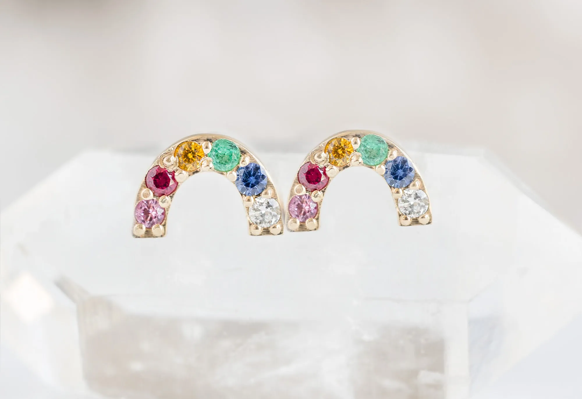 Rainbow Sapphire Stud Earrings