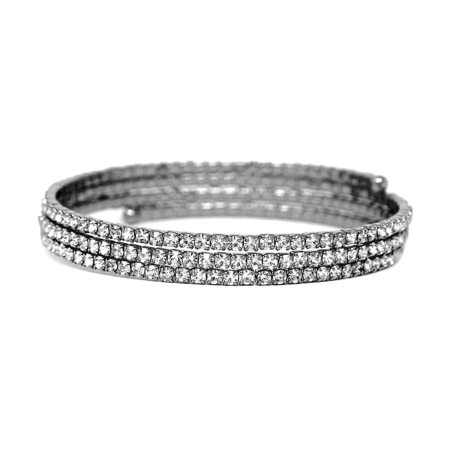   Rhinestone Pave Wrap Bangle - Hematite