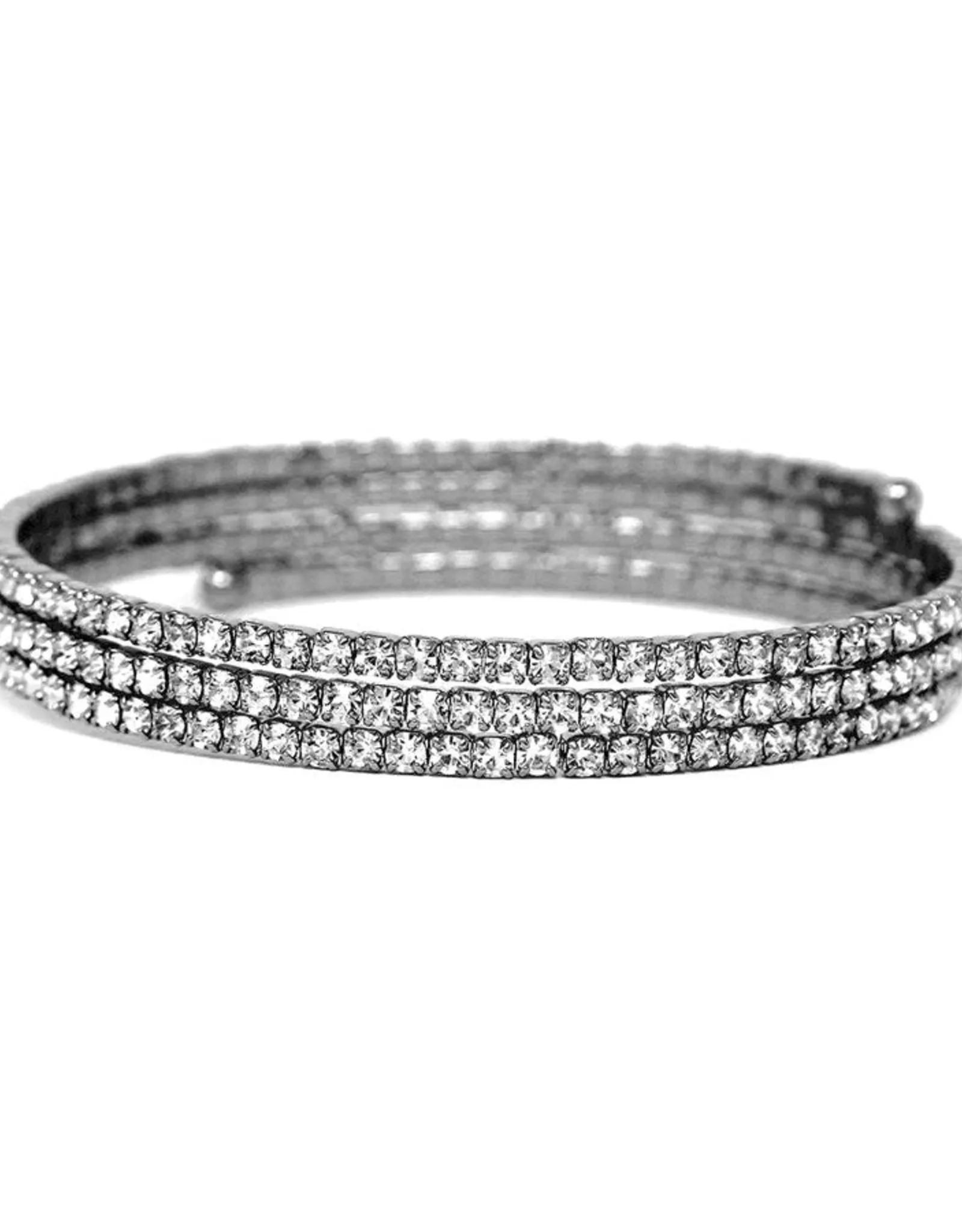   Rhinestone Pave Wrap Bangle - Hematite