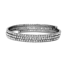   Rhinestone Pave Wrap Bangle - Hematite