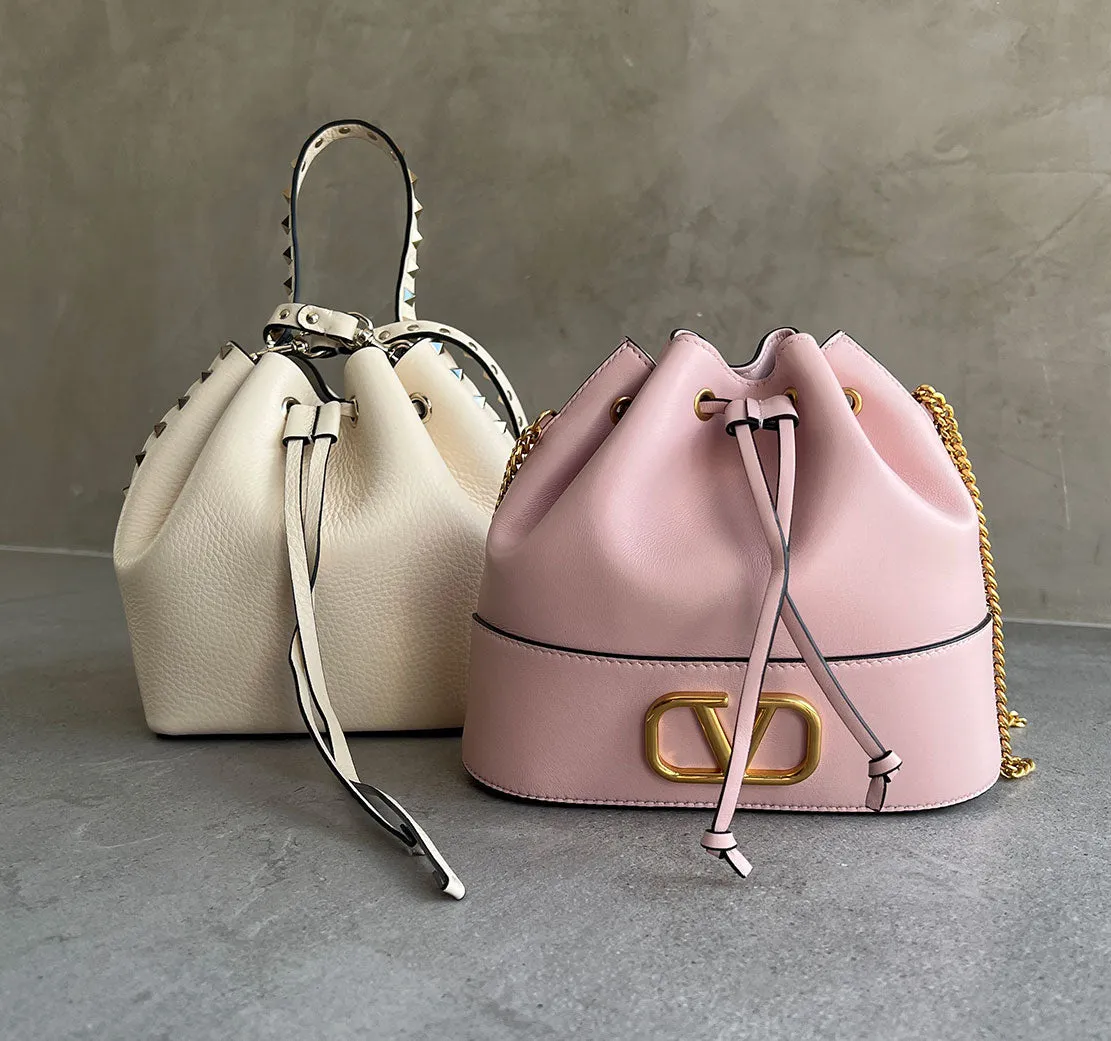 Rockstud Bucket Bag, Ivory