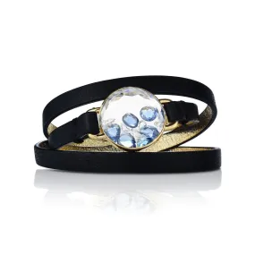 Rosecut Diamond and Blue Sapphire Shake Bracelet with Leather Cord