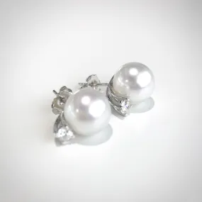 Royal Pearl Earrings with Diamonds