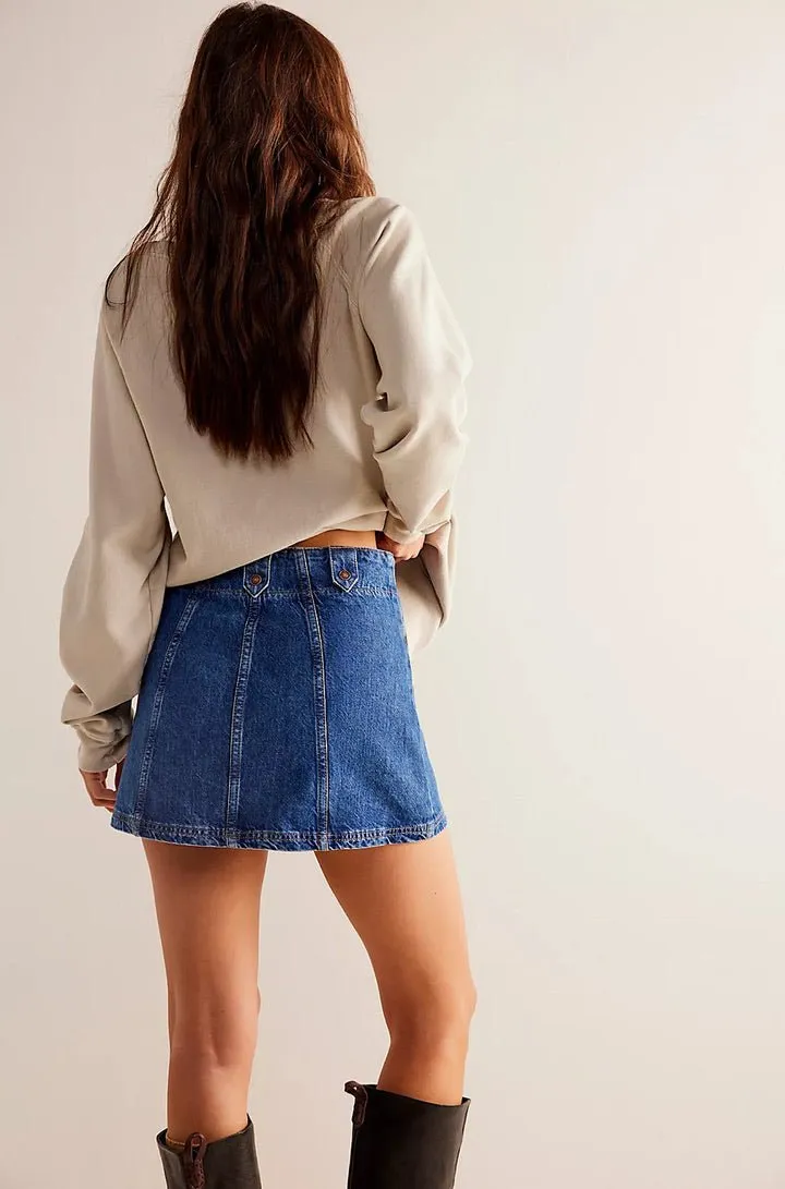 Runaway Denim Skirt in Lake Life