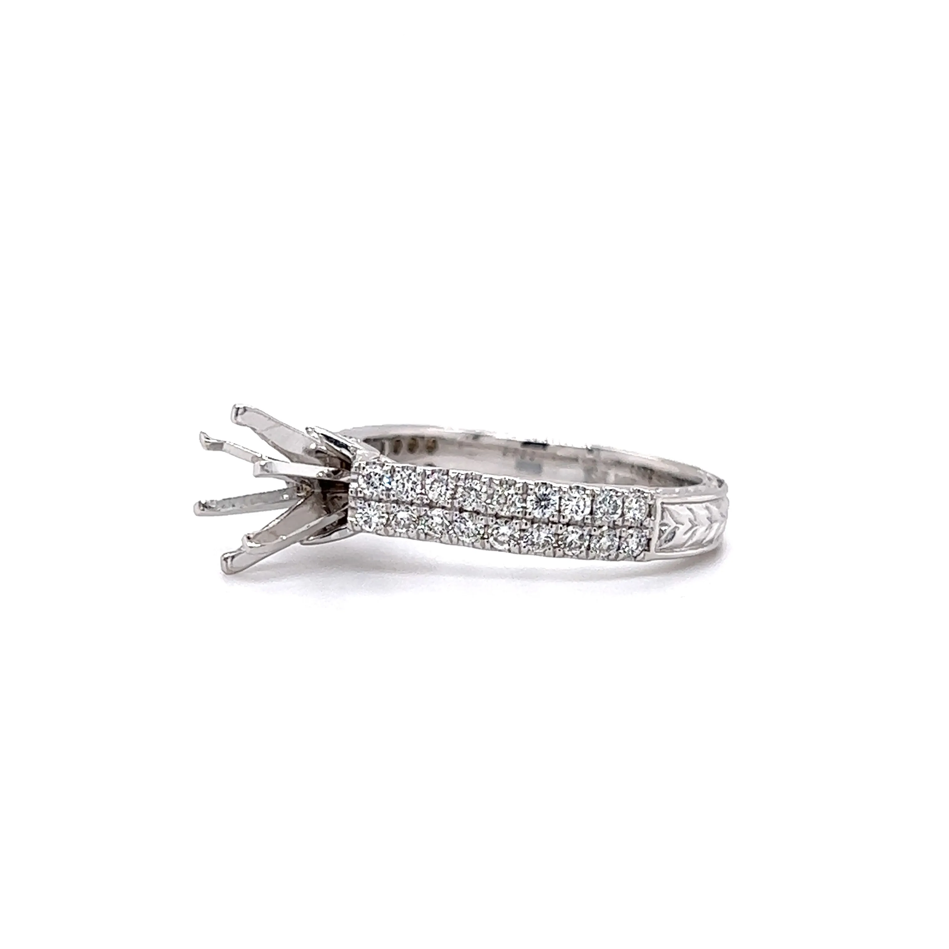 Six Prong Ring Setting with 0.56ctw of Diamonds in 14K White Gold