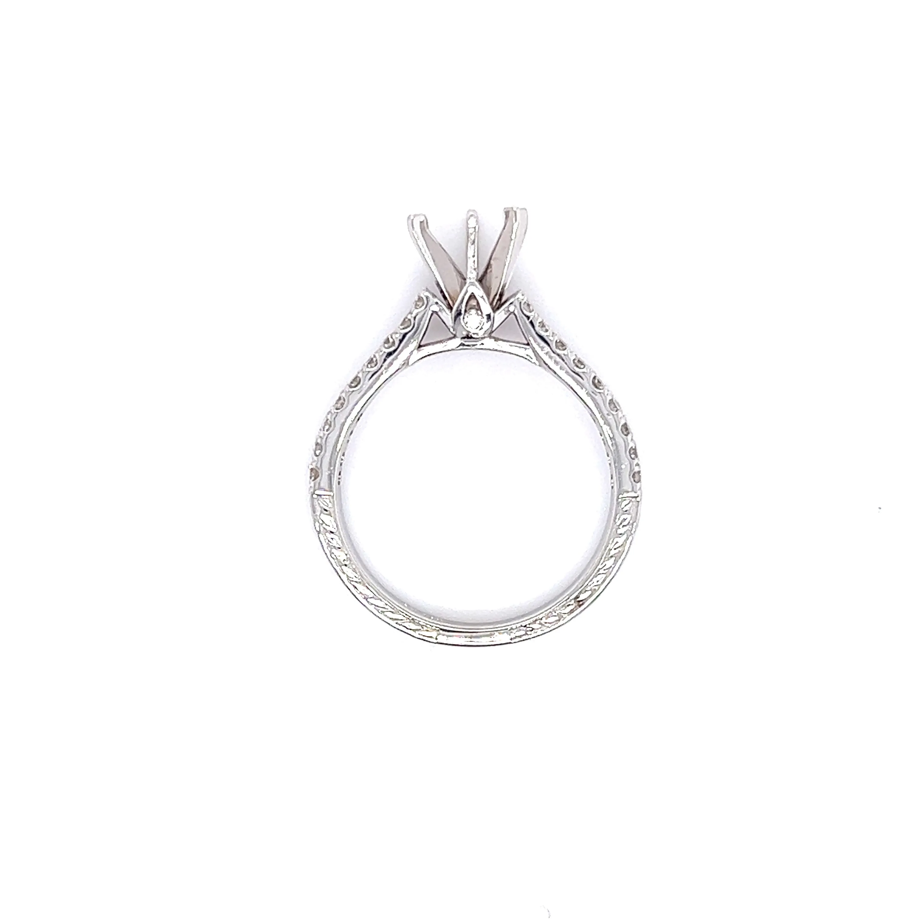 Six Prong Ring Setting with 0.56ctw of Diamonds in 14K White Gold