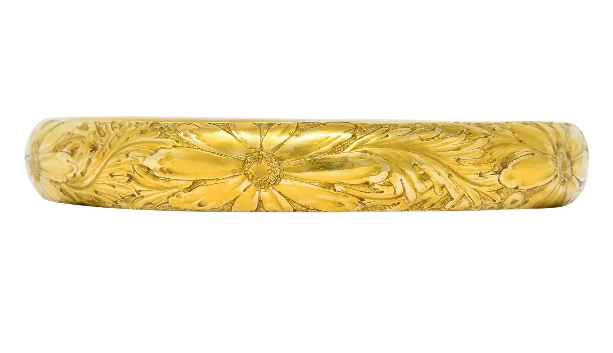 Sloan & Co. Victorian 14 Karat Gold Floral Bangle Bracelet