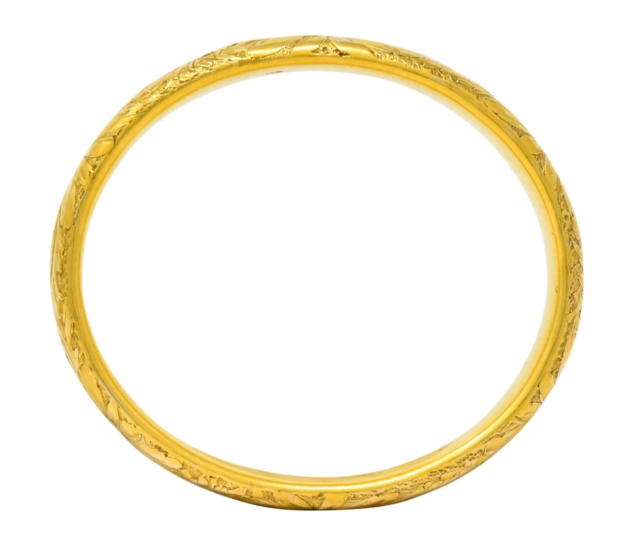 Sloan & Co. Victorian 14 Karat Gold Floral Bangle Bracelet