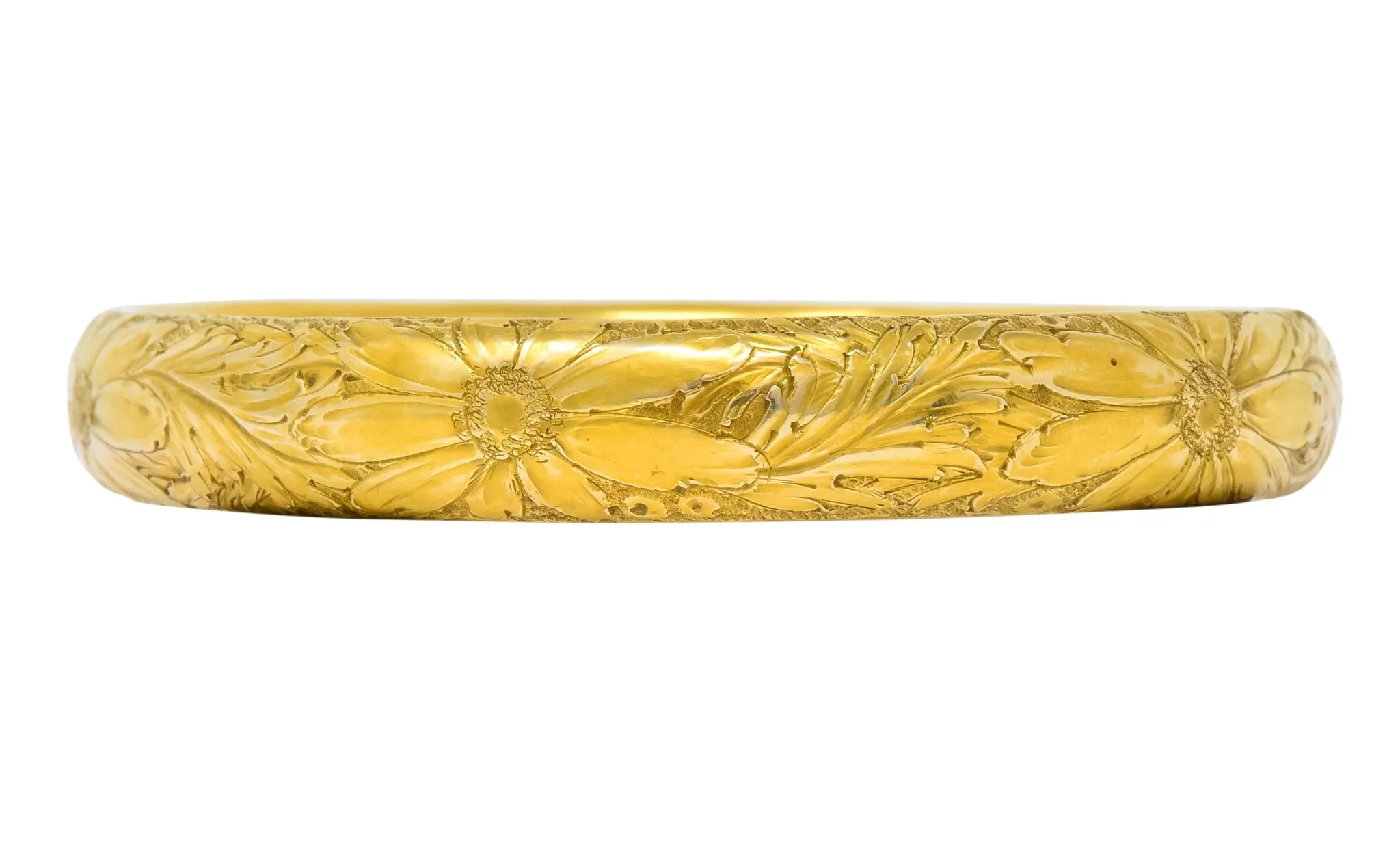 Sloan & Co. Victorian 14 Karat Gold Floral Bangle Bracelet