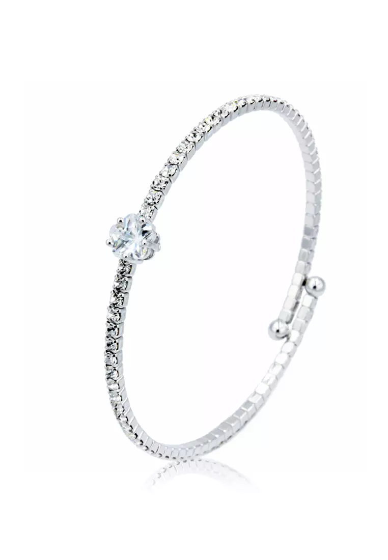 SO SEOUL Athena Blossom Diamond Simulant Open End Bangle