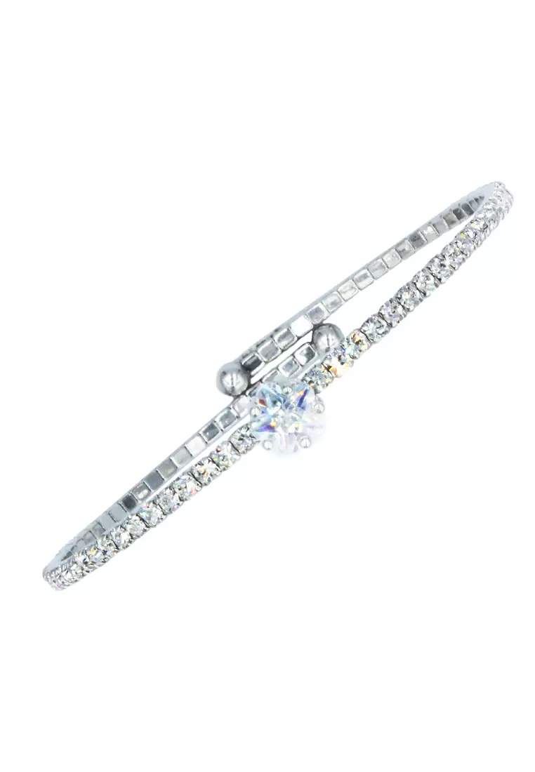 SO SEOUL Athena Blossom Diamond Simulant Open End Bangle