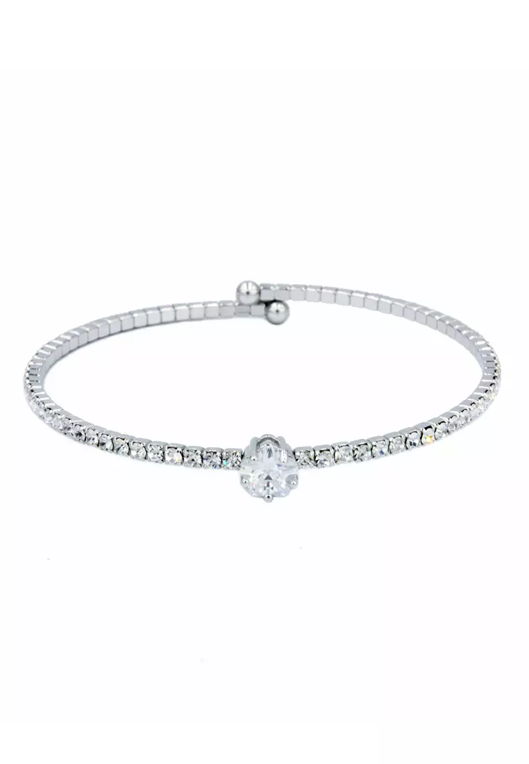 SO SEOUL Athena Blossom Diamond Simulant Open End Bangle