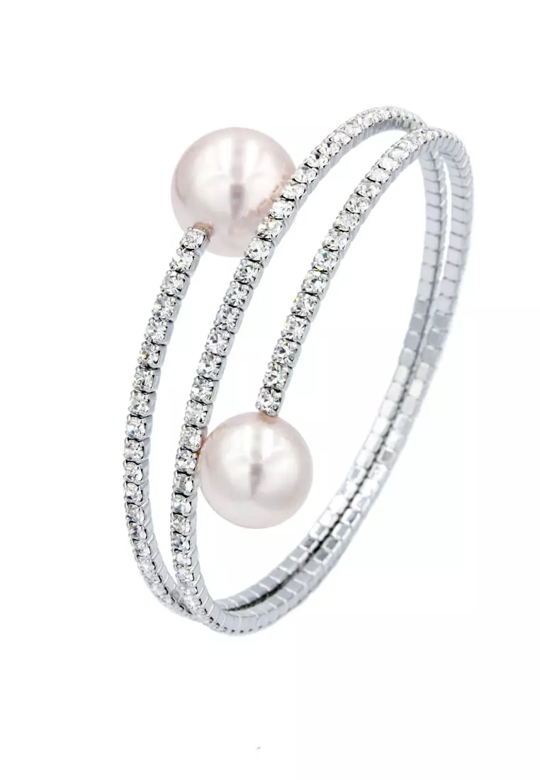 SO SEOUL Quinn Pearl in Pink Spiral Spring Bangle