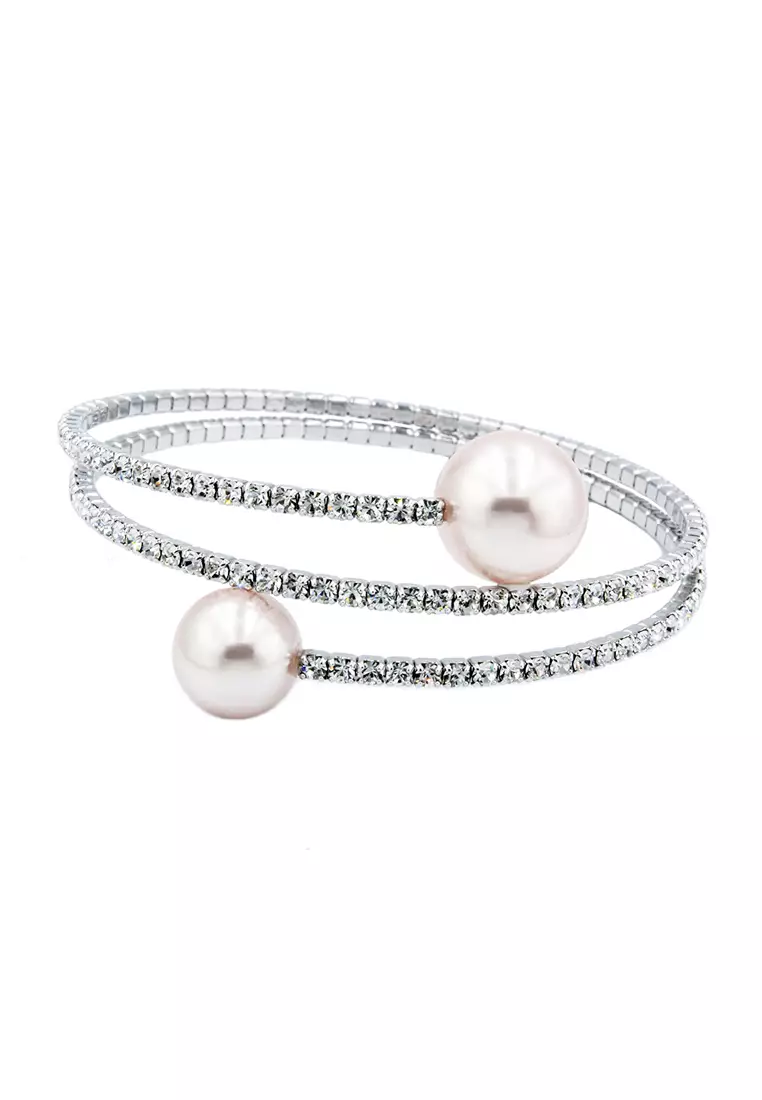 SO SEOUL Quinn Pearl in Pink Spiral Spring Bangle