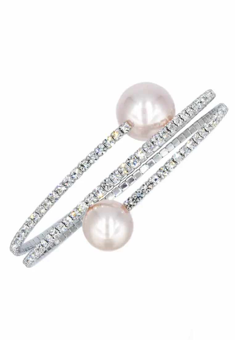 SO SEOUL Quinn Pearl in Pink Spiral Spring Bangle