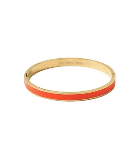 SS Orange Enamel/Gold Bangle