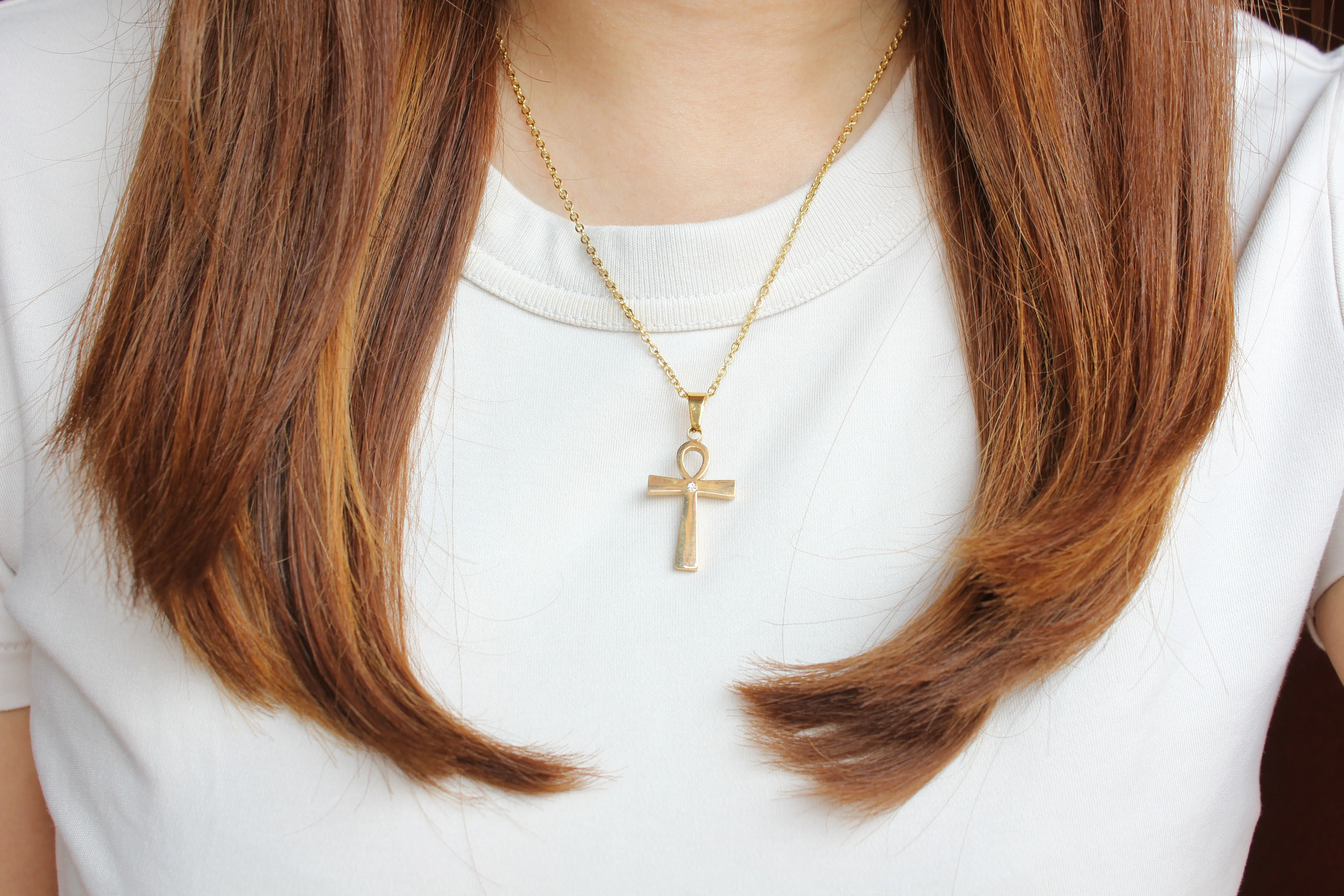 Stainless Steel  Alpha 2.5cm Plain Cross /Chain