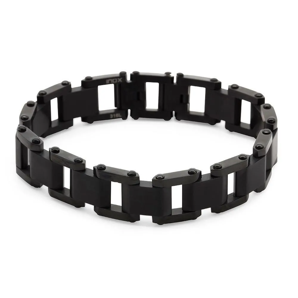 Stainless Steel Black Ion Plated Matte Polished Bracelet