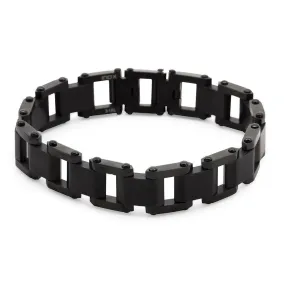 Stainless Steel Black Ion Plated Matte Polished Bracelet