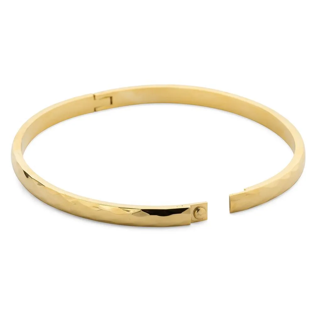 Stainless Steel Hinged Textured Bangle Gold Plated